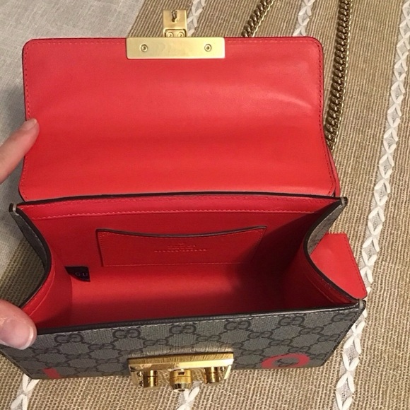 Gucci Padlock GG Shoulder Bag Chain Strap Brown Red Gold Hardware - Picture 8 of 13